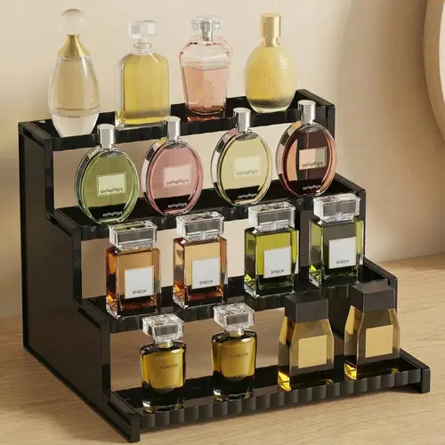 Lifewit 12 in Display Stand with Decorative Fences - Cologne Stand Display, Vanity Accessories Racks for Figures, Cupcakes - House Organizers, Organizer Storage for Bathroom Vanity, Rectangle