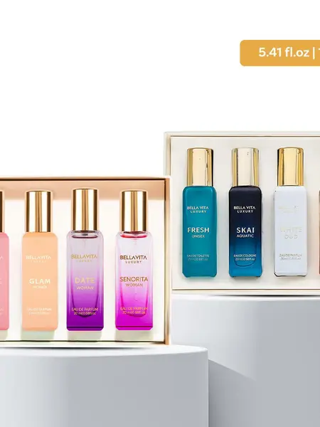 BellaVita Luxury's Her N'More | 2 Perfume Gift Sets for Women | 8 Amazing Micro Perfume | Long Lasting Fragrance | Eau De Parfum 8x20ml | Super Brand Day Exclusive