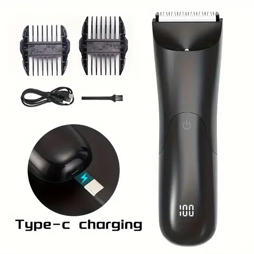 TekDeals Men's Groin & Body Hair Trimmer and Shaver - Waterproof, Ceramic Blade, Precise Trim, Adjustable Guards, USB-Rechargeable (with USB Cable), Ergonomic Lightweight Design, Cleaning Brush for Smooth Safe Grooms