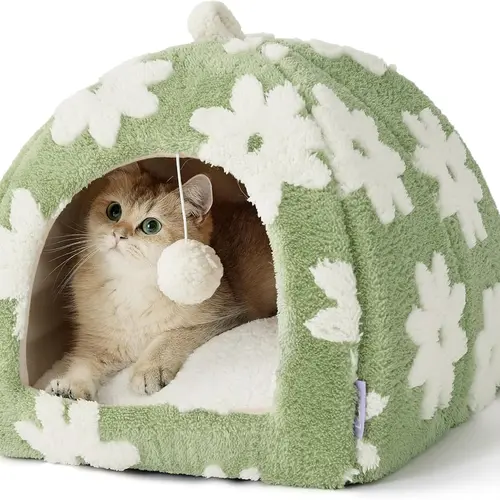 Lesure Cute Cat Beds for Indoor Cats - 2 in 1 Cat Cave Bed with Removable Washable Cushioned Pillow, Cozy Cat Tent House Design Pet Supplies