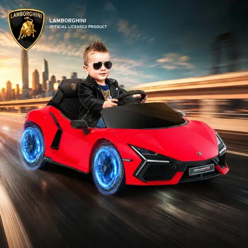 #sohochic Dripex 12V Licensed Lamborghini Ride On Car, Scissor Door Electric Toys Car with Remote Control Bluetooth LED Light MP3 Player and Wide Seat for 3-6 Boys Girls