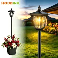 65" Solar Lamp Post Light with Planter, Glass 60 Lumens Solar Garden Lights Outdoor Waterproof Solar Pole Lights Patio Decor, Warm White,dorm essentials,home decor,home essentials,camping essentials with extra light bulb,sohochic