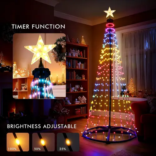 Hoodink Smart Christmas Tree Lights, Treeless with Remote and APP Control, RGB Color-Changing Light String with 400 LEDs, 11 Modes, Timer, Music Sync, Suitable for Christmas Decorations and Holiday Party Decorations,sohochic