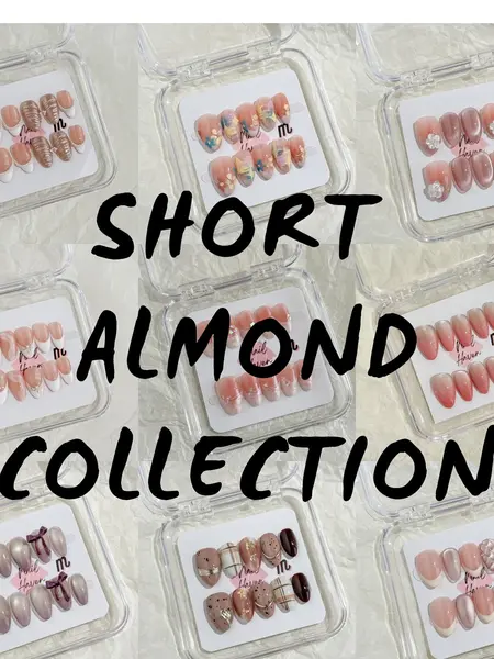 NailHaven| Short Almond Shape Collection - 10 Pcs Handmade Press-On Nails, Cute Acrylic Nails, High Quality, Reusable, Nail Art & Nail Charms