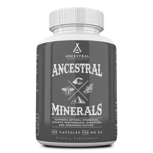 Ancestral Minerals Real Electrolytes with Magnesium Potassium Sodium 180 Capsules Supports Optimal Hydration Immune Health Athletic Performance Digestion and Remineralization Dietary Supplement - Fitness  Balanced Nutrition Essential Nutrients