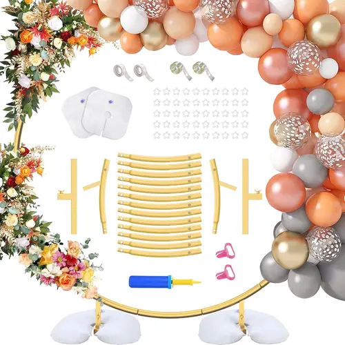 7.2 ft Stable Galvanized Iron Rustproof Round Shape Backdrop Stand - Balloon Arch Frame for Wedding, Party Decorations (Balloon Party Supplies)