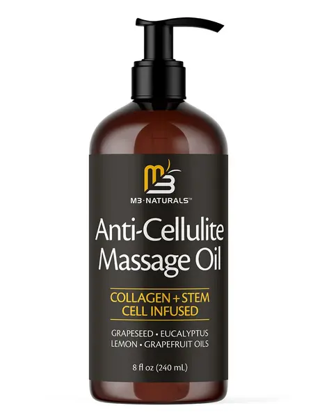 M3 Naturals Anti Cellulite Massage Oil 8oz - Smooth the Appearance of Cellulite - Body Care & Skin Care Massage Oil - Topical Collagen and Plant Stem Cell Body Oil to Restore Texture and Elasticity - Soothing Body Oil Moisture #TikTokShopSummerSale