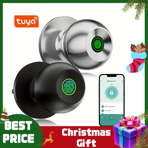 [Deals for You Days] Fingerprint Door Knob,Smart Lock,1 Count Smart Door Knob with APP,Biometric Lock Great for Bedroom,Garage,Apartment,door traps FathersDayGift toolupgrade, Digital Lock, Electronic Door Lock Fingerprint Door Handle Smart Security Lock