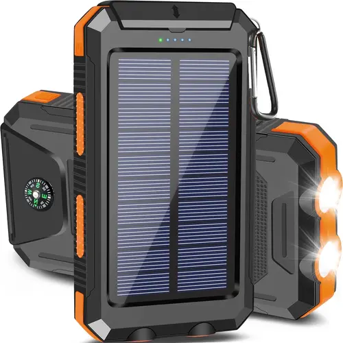 20000mAh Portable Solar Charger Emergency Power Bank (Phone Accessories, EDC Gear, Everyday Carry) - Dual USB-A Output, LED Flashlight, Waterproof Outdoor Design with Compass, Clip, Carabiner, Battery Anxiety Solutions (TikTok Shop Back to School),sohochi