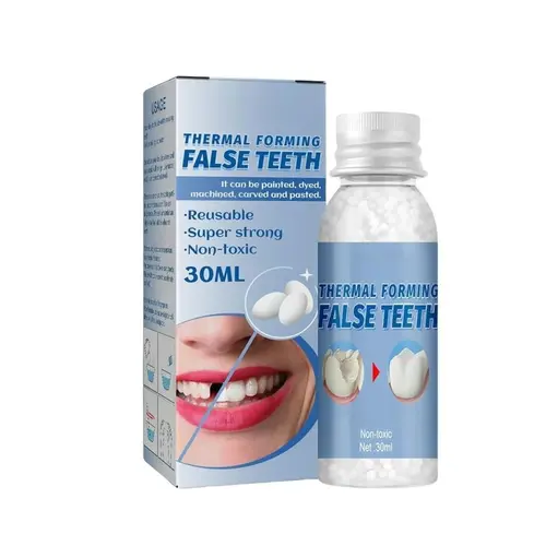 1 PCS Plastic Fake Teeth Beauty Product - Temporary Cosmetic Teeth Replacement, Lightweight Moldable Dental Restoration Filler, Washable Reusable, Easy to Shape & Fit, Natural White, Fun Costume Accessory for Halloween & Themed Events