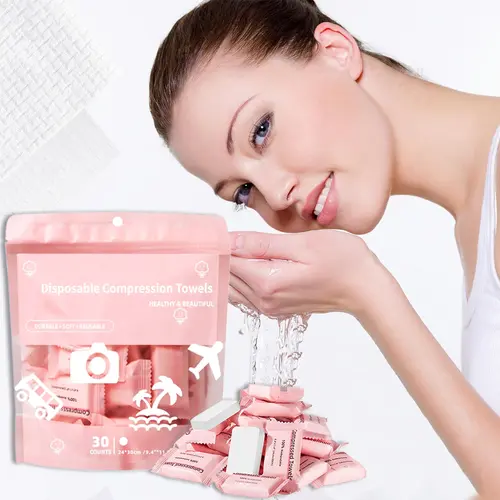 ICOTLE Compressed Towels Tablets Disposable Face Towels for Travel Camping Hiking 1 Pack 30 Count Size 9.4"x11.8" #Summervibesi#sohochic