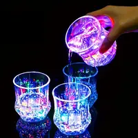 Liquid Activated LED Light Up cups Crystal Drink Set, 2-6 Pack Auto-Glowing Plastic Tumblers for Bar Party Decor, Christmas Gift & Thanksgiving Tableware (Plastic Construction),sohochic