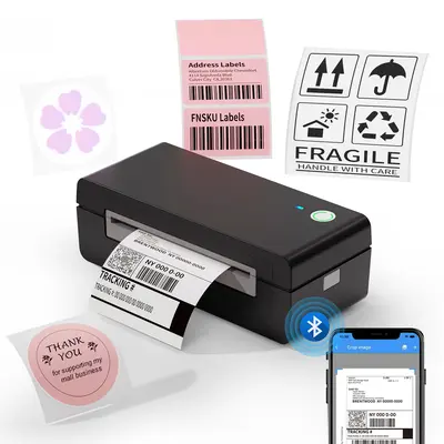JADENS Bluetooth Wireless Thermal Shipping Label Printer - Inkless, Monochrome, Space-Saving, Compatible with iOS, Android, Windows, Mac, Chromebook, Linux, for Small Business, Ideal for Etsy, USPS, Peel-and-Stick Labels