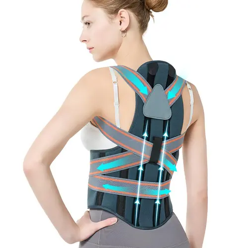AULEXMED Adjustable Ergonomic Posture Corrector Belt for Men-Women [DealsForYouDays] - Mesh Fabric, Lightweight, Flexible, Breathable, All-Seasons Athletic Back Support Brace with 2 Aluminum, 4 Acrylic Panels for Posture Improvement, Computer Use