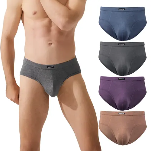 BAMBOO COOL Men's Plain Briefs - Smooth Fabric, Breathable Knit, Contour Pouch, Smooth Waistband, Flatlock Seams, Chafe Free, 4A Basics, Tag-Free for All-Day Fitness & Casual Comfort
