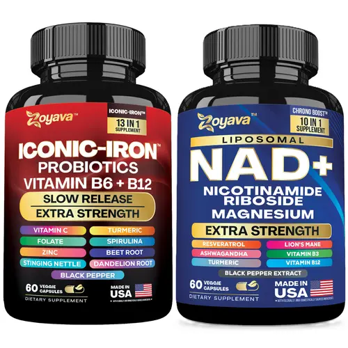 Power Surge Pack - Zoyava IRON & NAD+ All-in-One Supplement with Extra Strength Ingredients for Energy, Strength, Vitality, & Overall Wellness - Made in USA