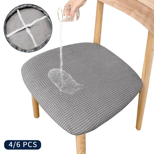 Easy-Going Removable Dining Chair Covers Set (4/6 Pcs) - Polyester Blend, All Seasons, High Stretch, Waterproof, Spillproof, Dustproof, Scratch Resistant, 4-Strap Secure Fit, 16-19" Fit, Machine Washable Dining Chair Protectors for Kitchen Home Decor