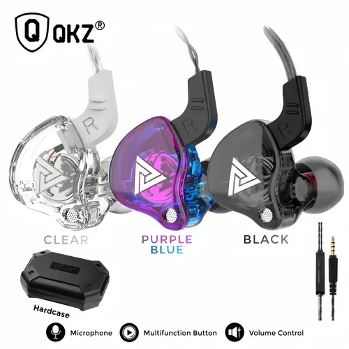 QKZ-AK3/AK6 Portable Wired In-Ear Earphone, Wired Headphones With Mic, HiFi Subwoofer Noise Cancelling Wired Earphones for Game Sports, 3D Stereo Sound Headphones For Gym & Sports & Game, Headphones 8D Audio, Electronic Audio Earbud