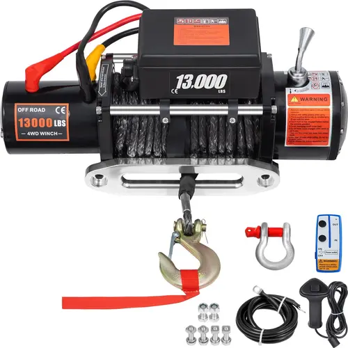 【toolupgrade】VEVOR 12V Electric Winch 13000lb Load Capacity, 65ft/20m Synthetic Rope, Wireless Remote Control, Waterproof Box, 1x Hook Full Kit, Truck Accessories for Jeep, Truck, SUV ATV UTV Off Road Trailer, 1 X Hook