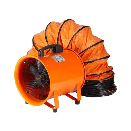 【toolupgrade】VEVOR 12in Heavy Duty Portable Ventilation Ventilator, Sturdy Corrosion-Resist. 585W Industrial Shop Exhaust Blower, 3198CFM High Velocity Low Noise IP44 Rated Utility Blower with 16.4ft Duct Hose for Dust/Smoke Removal Home/Workplace, 12 Inc