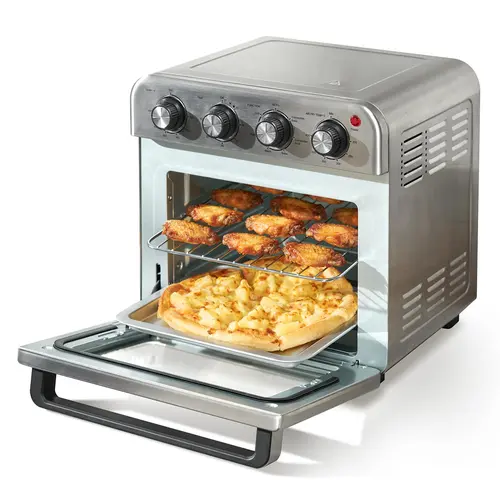 【toolupgrade】VEVOR 7-in-1 Air Fryer Toaster Oven - 18L 1700W Stainless Steel Countertop Combo with 7 Different Cooking Modes, Grill, Pizza Pan, Gloves, 6-Slice Toast, 12" Pizza Fit, Baking Oven for Home Use, Multifunction Oven