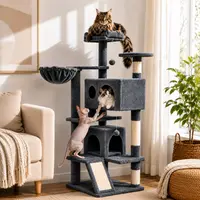 【On Sale】Yaheetech 54"/57''/63"/79"/82" Cat Tree Multilevel Cat Tower with 2 Condos & Dangling Ball & Round Platform & Ladder, Cozy Kitten Condo, Kitten House