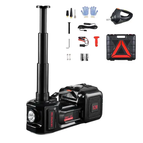 【toolupgrade】VEVOR Upgaded Electric Car Jack with Extension RodMax. Height 20.9 inch5 Tons /11000 lbsElectric Scissor Jack with Built-in Inflator12V Tire Change Replacement with Electric Impact Wrench & LED LightPortable Jack kit for SedanSUVTruck, Wheel