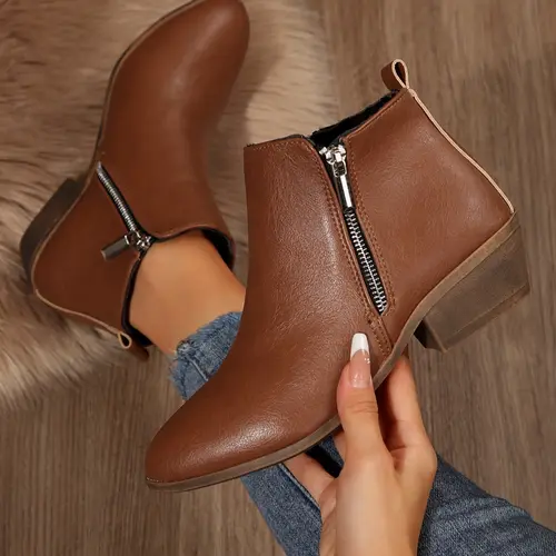 Women's Fashionable Zipper Side Boots, Casual Comfortable Pointed Toe Boots, Pointed Toes Boots for Daily Wear, Female All-match Trendy Shoes for Winter, Casual Ankle Boots, Boots with Zipper