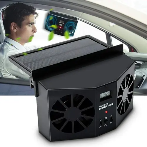 Solar-Powered Car Window Exhaust Fan – Energy-Saving Ventilator with Air Purifier & Radiator Function, USB Car Fan for Front/Rear Windows, Reduces Heat & Odors, Solar Auto-On, Compact Quiet, Perfect for Parking & Summer Driving Comfort, Cars Accessories