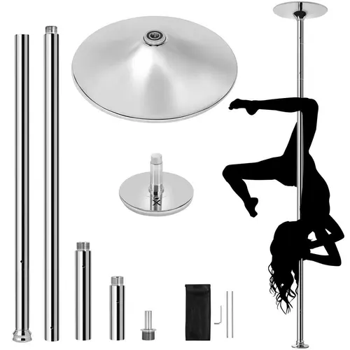 【Heavy Duty】Yaheetech Professional 45mm Portable Chrome Dance Pole, with 2 Modes Spinning Static Dancing Pole For Home Portable Removable Home Dancing Pole, Height Adjustable 7'-9', Fitness, Home Gym