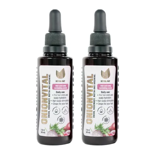 NaturalSant Onionvital Hair Serum 2 x 1 for Hair Scalp Revitalization with Onion Rosemary Biotin & Arginine 60ml Plant Extract Haircare