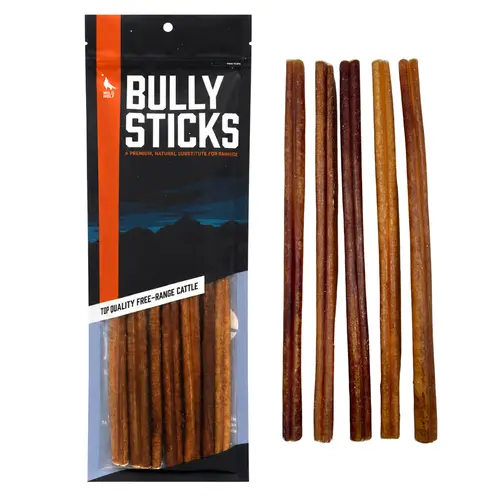 <GOLDEN TICKET!> 12-inch Bully Sticks (8oz./~5 Sticks) Healthy, All-Natural, Long-Lasting Dog Chew Bones - Low Odor - Mixed Thickness - Lab-Tested, Hand-Inspected and Packed with Love in The USA - High Protein Treats