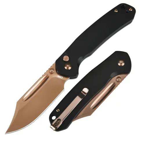 CJRB Bowie Pyrite Pocket Tool Knife, EDC Knife with 3.15'' AR-RPM9 Steel, Hunting Knife with Steel Handle for Camping and Emergency Survival Gear,toolupgrade