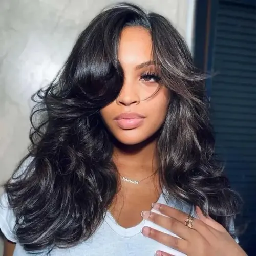 Tinashe Layers U Part Butterfly Loose Body Wave & Straight & Highlight Body Human Hair U Part Wigs Real Scalp Beginner Friendly Natural Color Wigs Black Friday Christmas Gift Colored Wig