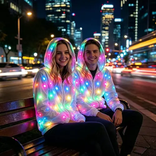 Unisex Adult Machine Washable Sparkly LED Lights Jacket - Reflector Vest, Holiday Fantasy Cosplay Costume, Dance Clothing, Party Supplies, Nylon