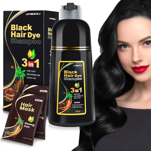 MEIDU 3 in 1 Hair Dye Shampoo - Can cover gray hairs,Ginseng Hair Mask-Nourishing Smooth Moisturizer Hydrating,Collagen Hair Treatment,sohochic