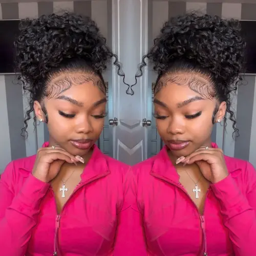 Pizazz Hidden Strap 360 Lace Front Wigs Human Hair Pre Plucked Pre Bleached Knots 220 Density Water Wave HD Lace Frontal Wig with Drawstring Curly Full Lace Front Wigs for Women