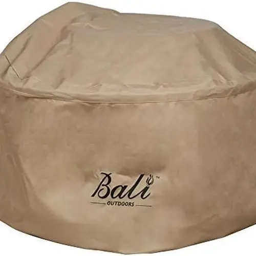 BALI OUTDOORS Round Fire Pit Covers, Waterproof and Weather Resistant PVC Material, Brown