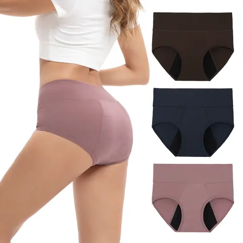 INNERSY Women's High Waisted Bamboo Viscose Heavy Flow Period Panties 3-Pack Fit Stretchy