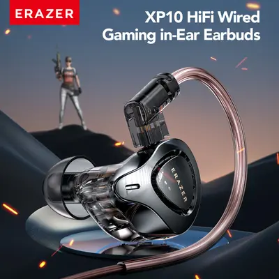 ERAZER XP10 Portable Wired In-Ear Headset - Noisecancelling Wired Earphones with Mic, HiFi Subwoofer, 3D Stereo 8D Audio, Gaming Earbuds for Sports & Gaming, Compatible with Laptop