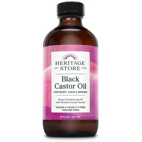 HERITAGE STORE Black Castor Oil, Naturally Pressed Nourishing Skin & Hair Care Product for Haircare, Hydrating Skin & Hair