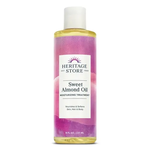 HERITAGE STORE Sweet Almond Oil with Vitamin E, Hydrating Nourishing Cosmetic for Skincare & Body Care Moisturize Needs