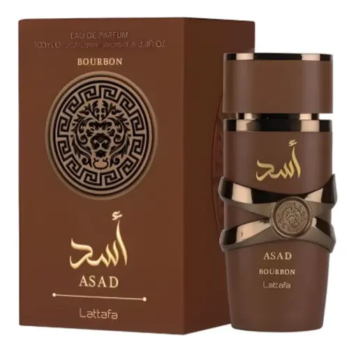 Lattafa ASAD BOURBON Men's Alcohol-Based Arabian Cologne - Bold Elegant, Long Lasting Perfume with Distinct Woody Sandalwood, Woody Amber Scent, 3.4oz(100ml) Bottle-Shaped Fragrance, Boyfriend Birthday Gift, Father's Day Gift