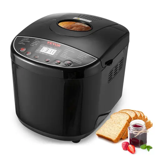 【toolupgrade】VEVOR 2LB Bread Maker - 19-in-1 Automatic Compact Nonstick Dough Machine, 3 Crust Colors, Digital Control, 1LB Capacity, 0-15 Hour Delay Start, 1-Hour Keep Warm, Household Kitchen Appliance for Bread Making