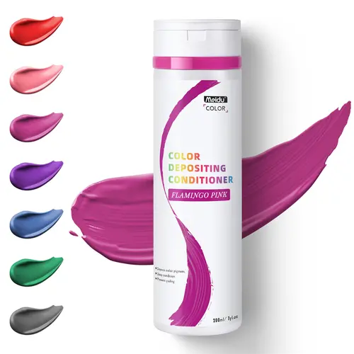 MEIDU Flamingo Pink Color Depositing Haircare Conditioner - Salon-Grade Vitamin-Infused Formula for Faded Dyed Hair, Color Pigment Deposition, Deep Conditioning, UV Protection for Vibrant Hair,sohochic