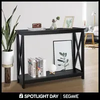 Segawe 2-Tier Sturdy Wood X-Shaped Modern Console Table - Gray Contemporary MDF Finish, Quick Setup, Hallway/Living Room Furniture, Entryway Decor Accent Table for Apartment Accessories,summerwins