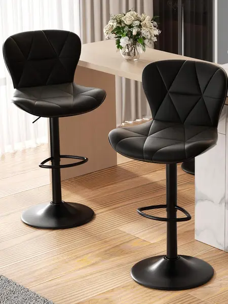 Modern Bar Stool Set of 2, Adjustable Faux Leather Upholstered Swivel Counter Stools, Counter Height Barstools with Back for Kitchen Island, Rust