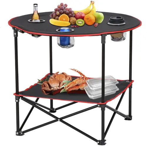 SEGAWE Portable Compact Lightweight Outdoor Table - Foldable Camping Picnic Table, PE+Steel Construction, Lower Shelf, Carrying Bag, Outdoor Patio Furniture Accessory,summerwins,outdoorfurnitureset