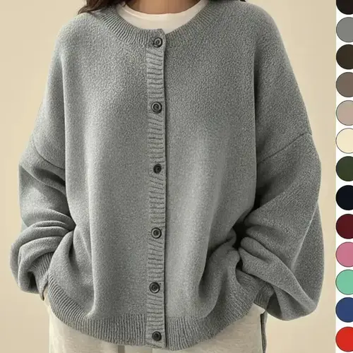 Women's Solid color Basic Button Front Knit Cardigan, Casual Long Sleeve Knitwear for Daily Wear, Ladies Clothes Womenswear for All Seasons Knitting, Knit Sweater Clothing