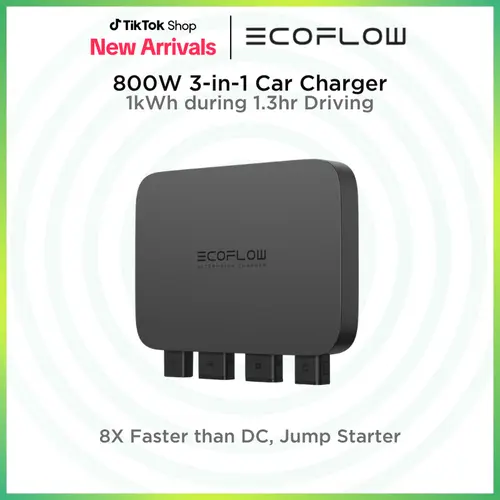 EF ECOFLOW 800W Alternator Car Charger, 3-in-1 Fast DC-DC Charger for Portable Power Stations, Vehicle Battery Charger & Jump Starter